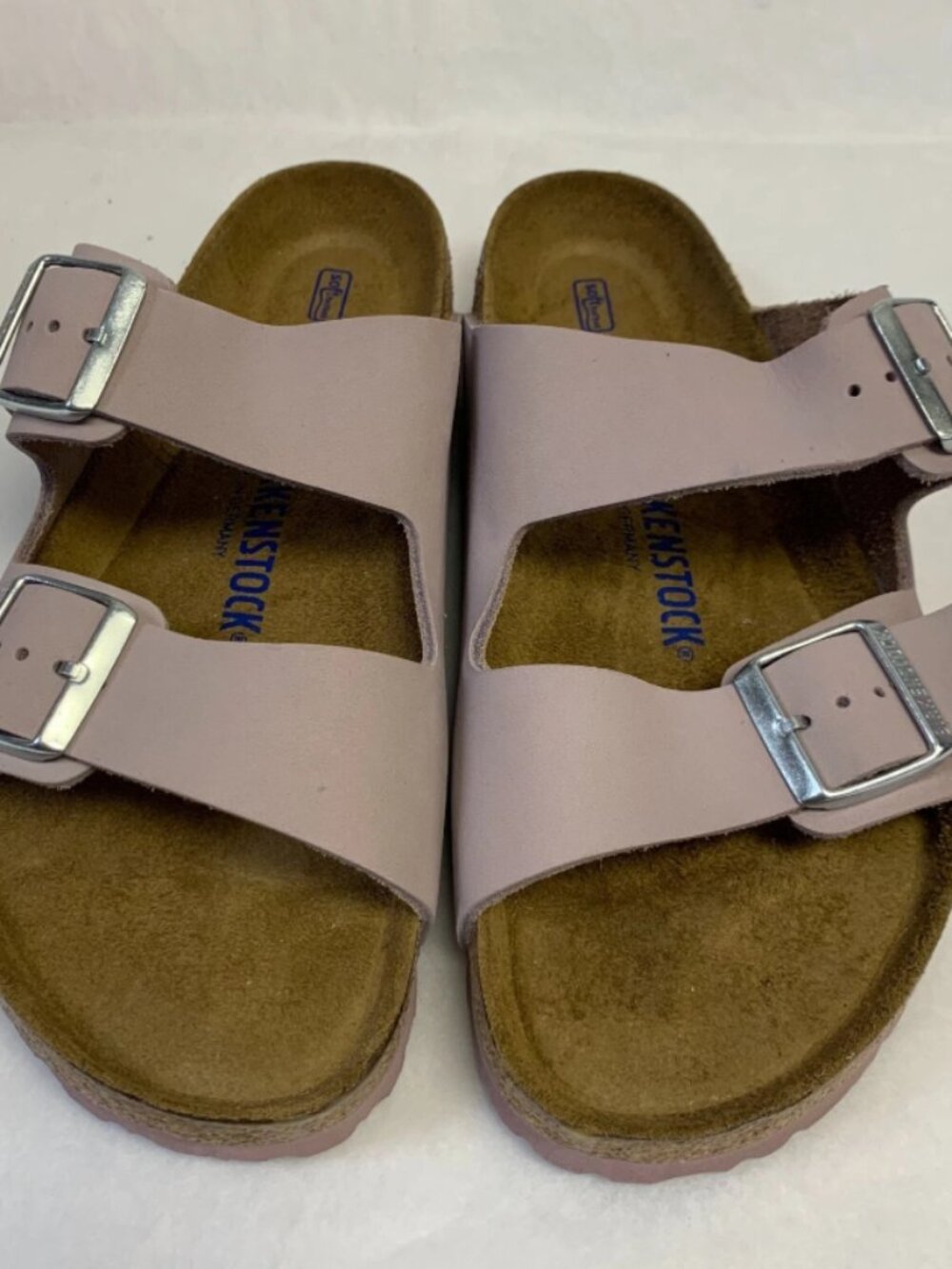 Birkenstock Arizona Yomo Lilac Nubuck Leather Soft Footbed Narrow Width Sandals